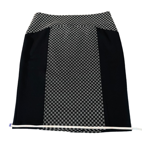 LAUNDRY BY SHELLI SEGAL WOMENS STRAIGHT CUT BLACK & WHITE MIDI SKIRT SIZE 8 - Picture 7 of 8